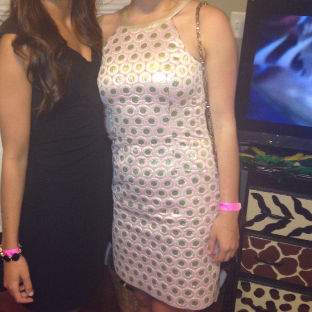 Pink and Gold Dot Lily Pulitzer Cocktail Dress